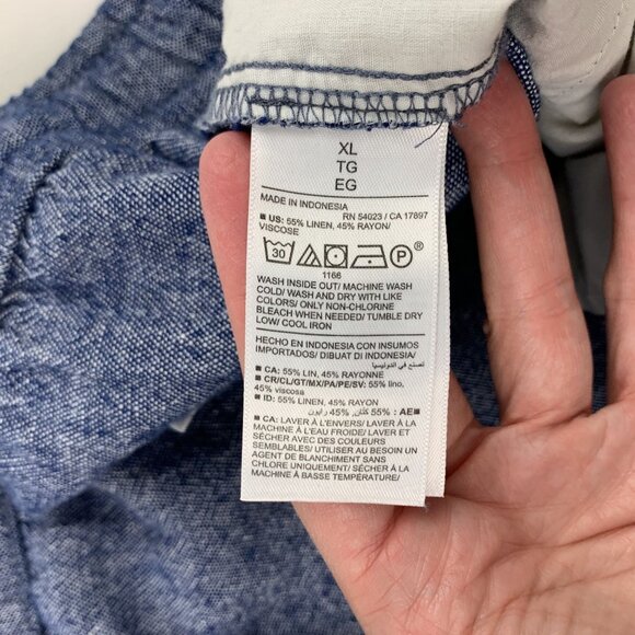 Old Navy Blue Chambray Linen Blend High Rise Wide Leg Lounge Pant XL - Picture 6 of 8